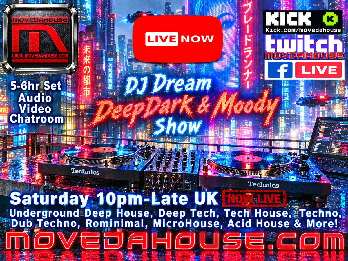 Now playing #livedjset on MoveDaHouse #Radio #LIVESTREAMING 10PM-LATE UK- DJ DREAM-DEEP, DARK & MOODY SHOW…