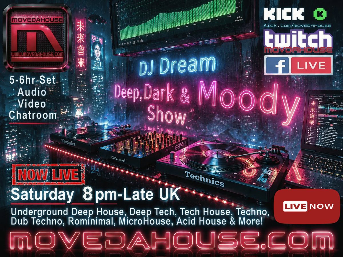 Now playing #livedjset on MoveDaHouse #Radio #LIVESTREAM 8PM-LATE UK - DJ DREAM - DEEP, DARK…